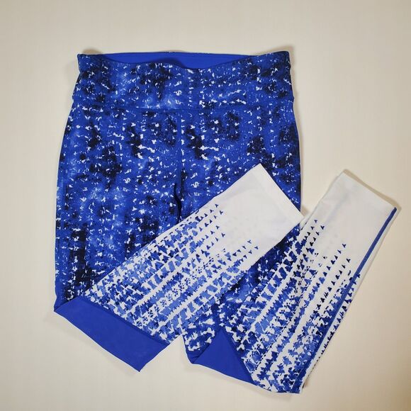 Calvin Klein Women's Leggings Medium Blue White Abstract Mid-rise Yoga Workout - Picture 2 of 10